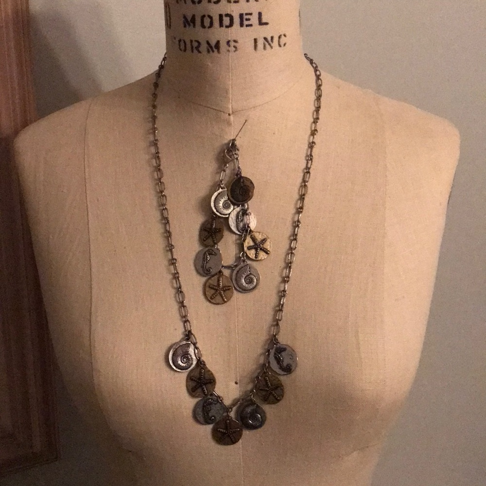 Lucky Brand charm necklace with matching bracelet.